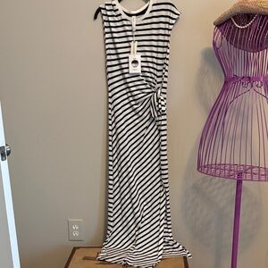 Anthropologie Daily Practice Striped Navy and White Maxi Dress NWTs